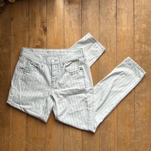 American Eagle Tom girl Striped Distressed Jeans 2